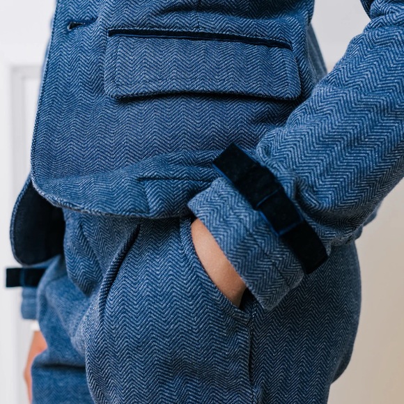 Jacquard organic cotton blazer and shorts matching set - Picture 2 of 10